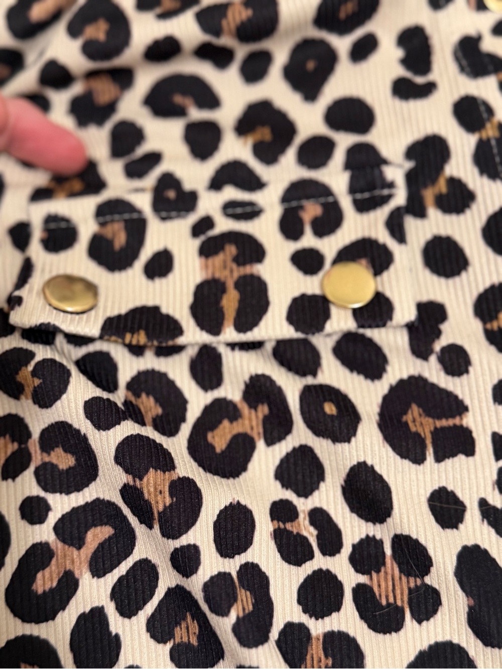 Kids Leopard Print Corduroy Jacket - Tan/Black